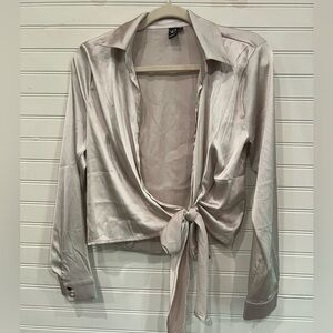 Windsor satin wrap tie top